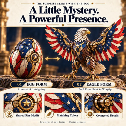 🦅 American Eagle Transforming Egg – Stars & Stripes Mechanical Figure With Bold Wing Details