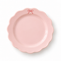 Blush Pink Scalloped Bow Dessert Plate