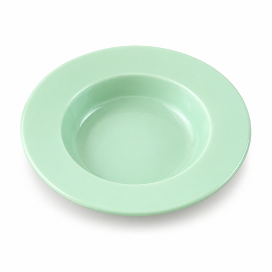 Mint Green Wide-Rim Ceramic Soup Plate