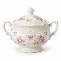 Vintage Rose Porcelain Sugar Bowl with Lid