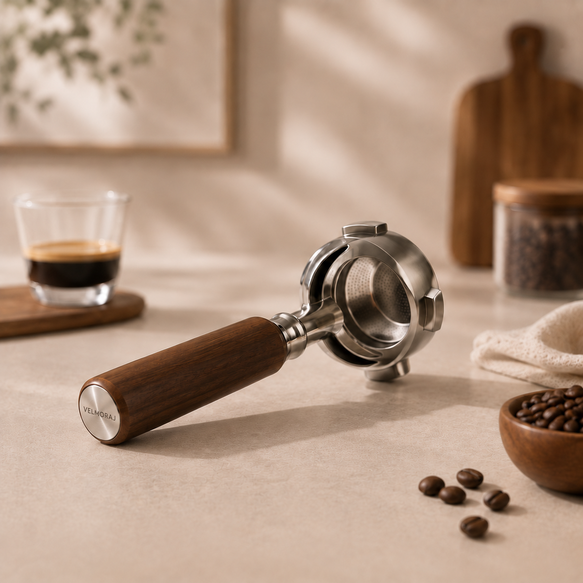 VELMORAJ Timber‑Handle Espresso Portafilter
