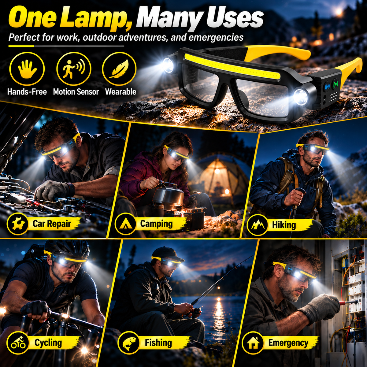 💡 Add Offer - Light Up Every Task with Hands-Free LED Headlamp Glasses