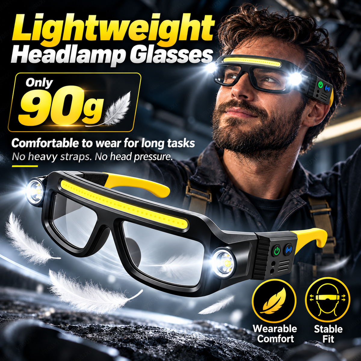 💡 Add Offer - Light Up Every Task with Hands-Free LED Headlamp Glasses