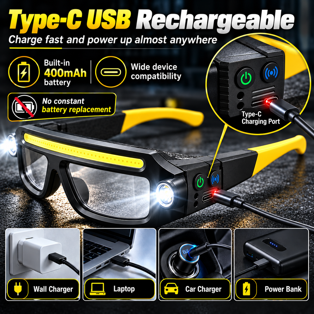 💡 Add Offer - Light Up Every Task with Hands-Free LED Headlamp Glasses