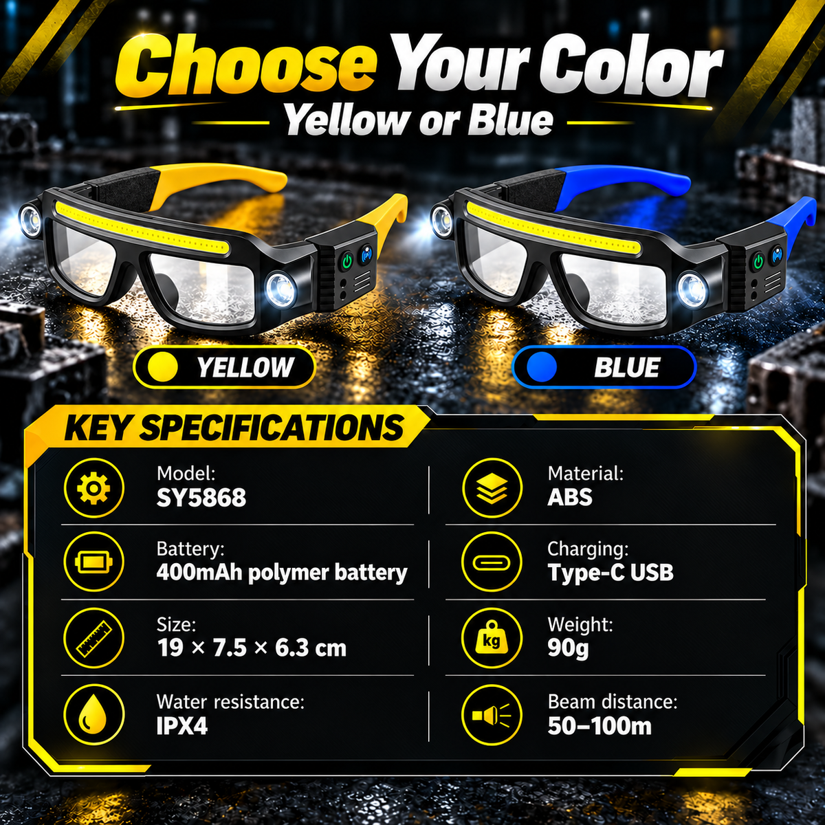 💡 Add Offer - Light Up Every Task with Hands-Free LED Headlamp Glasses