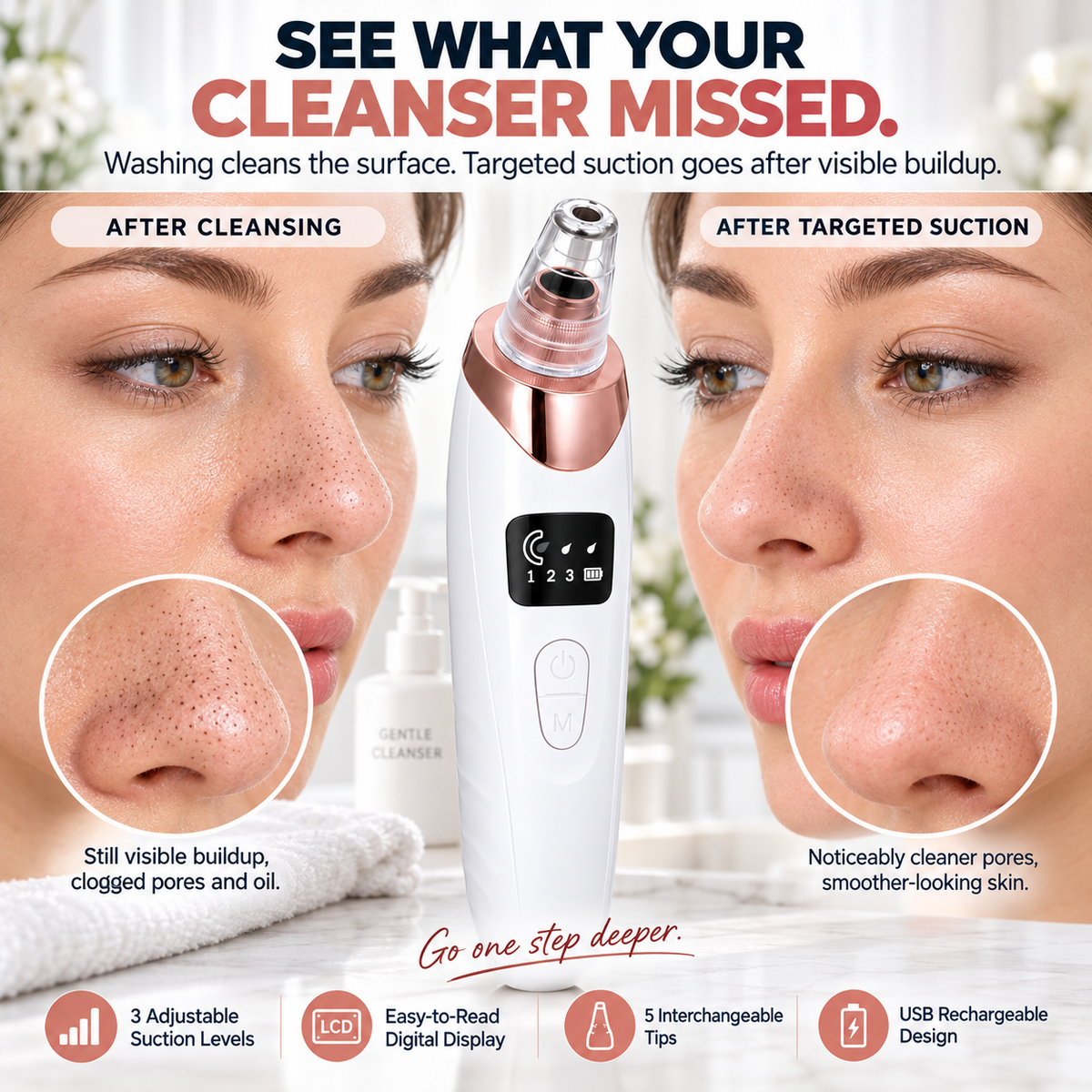 ✨ Electric Pore Vacuum Cleaner – Stop Squeezing 🔥 Start Lifting Visible Pore Buildup